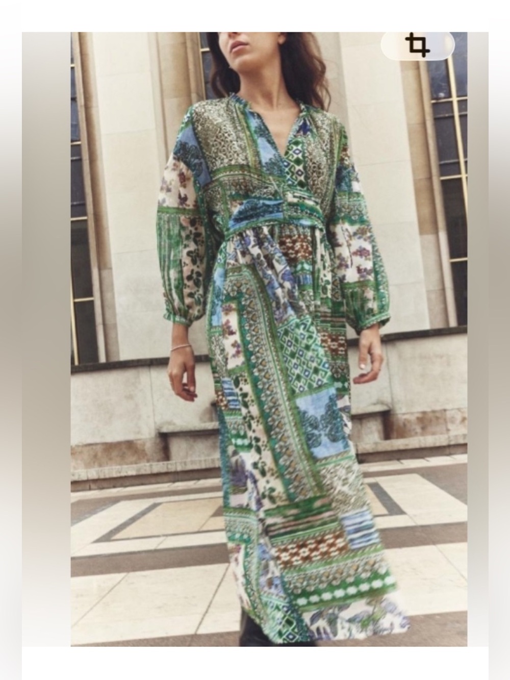 Zara Green Patchwork Maxi Dress - XS